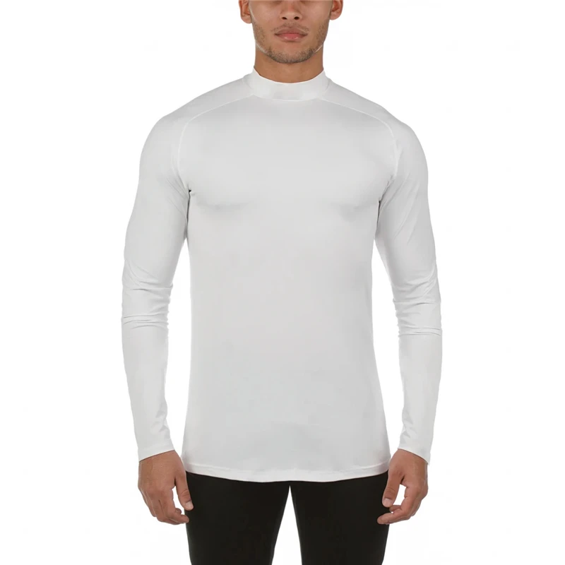 Turtleneck Sport T-Shirt Slim Fit Long Sleeve Plain T-Shirt Custom Wholesale Full Sleeve Shirt For Men Compressed shirt