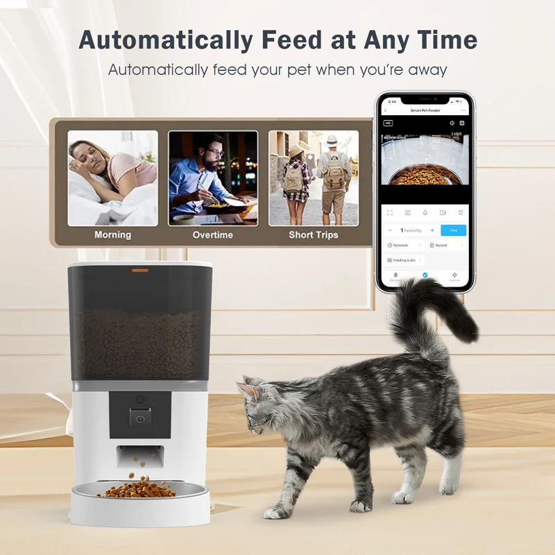 OEM 6L Automatic Dog Feeder With Timer Camera 1080P HD Video Cat Dog Food Dispenser WiFi Tuya Smart Pet Feeder With App Control