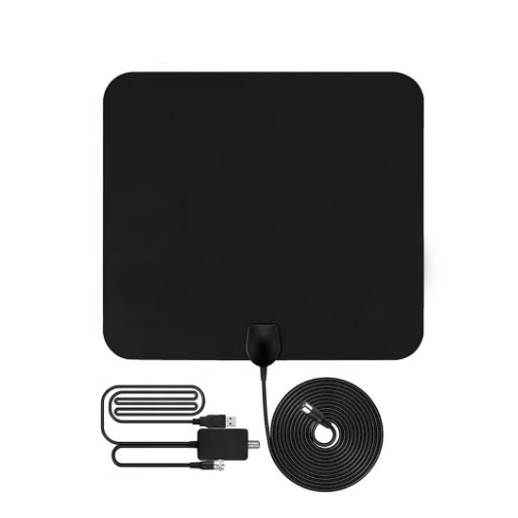 Плоская ультратонкая усиленная комнатная цифровая ТВ-антенна HDTV с разъемом F