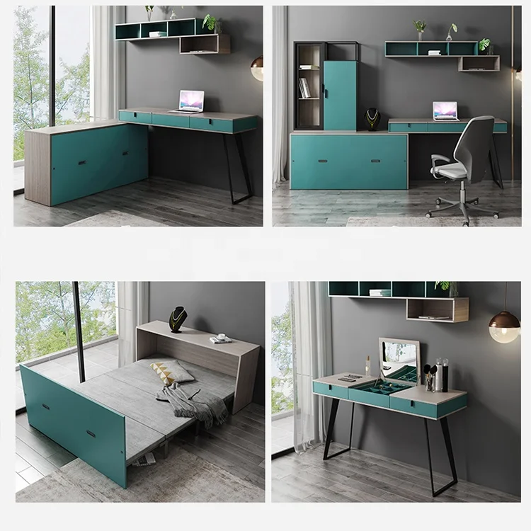 Multifunctional invisible folding cabinet bed desk dressing table corner bookcase office computer desk combined lunch break bed