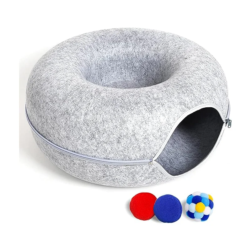 Wholesale Comfortable Cute Design Plush Cat House Handmade Felt Cat Cave Bed For Pet