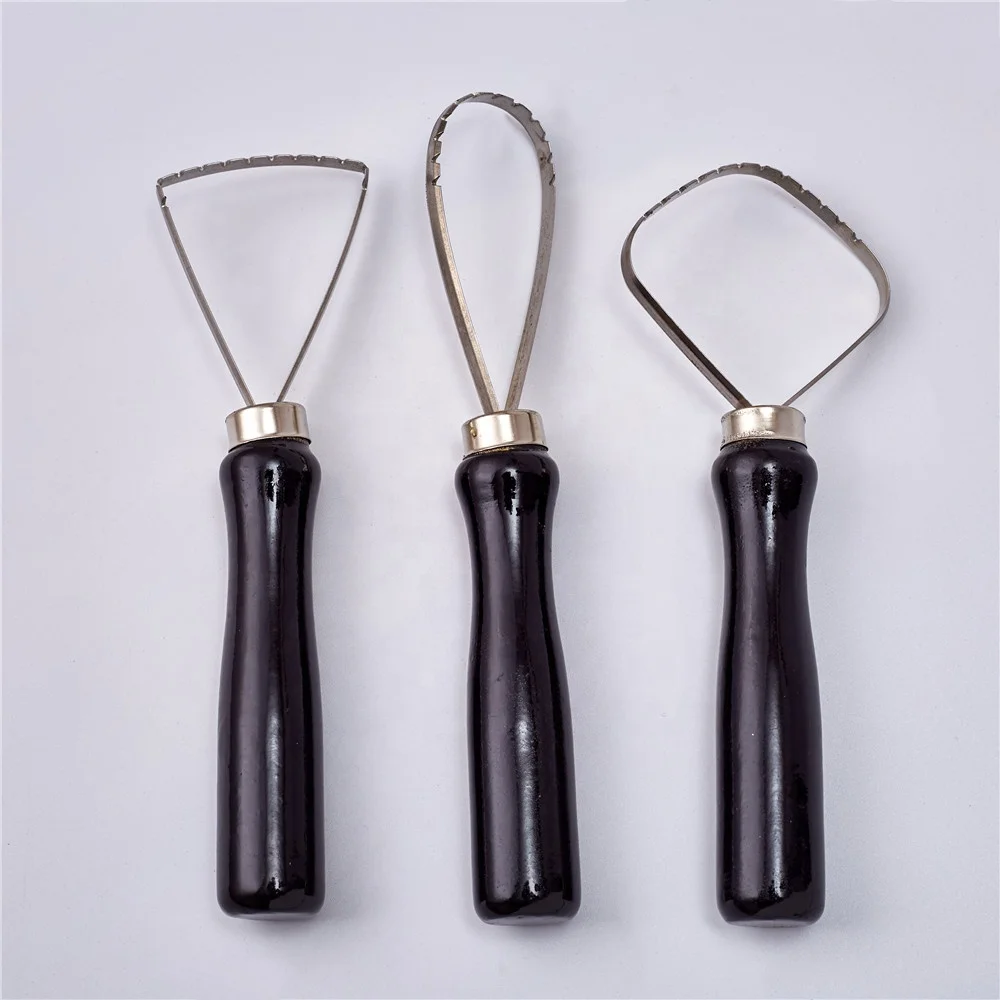 Pottery Ceramics Tools 3 Pcs/Set Wood Pottery Clay Sculpture Big Loop Tool with Stainless Steel Flat Wire