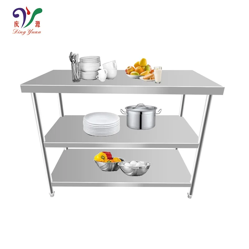 oem custom professional commercial kitchen prep worktable rectangle 304 stainless steel work table with over shelf