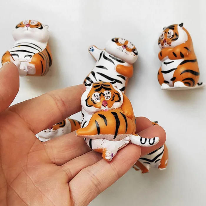 Orange Color Cute Tiger Cartoon Image 3D Animal Series Strong Magnetism  PVC Best Price Fridge Magnet