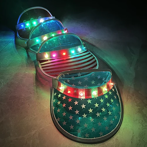 Custom Logo Embroidered printed Cotton plastic uv sun visor hat women Men Hat Led empty top Baseball Light Cap