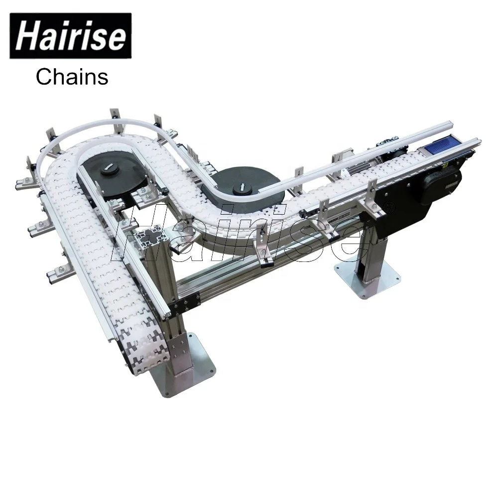 Hairise 20% cost saving flat top plastic miniature chain plate conveyor