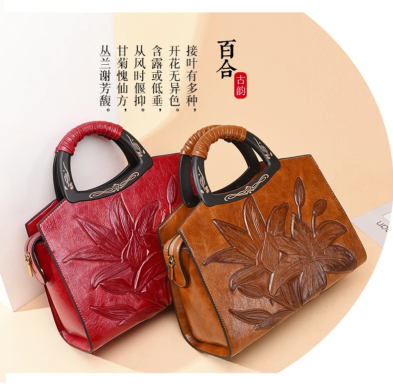 JIANUO hot selling women high quality leather handbags most popular embossed handbags