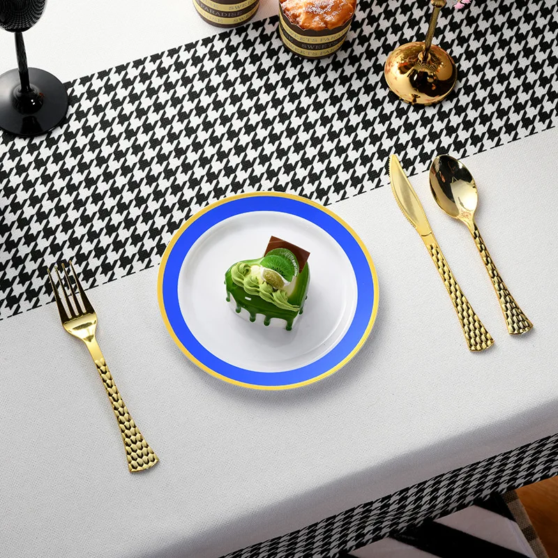 Custom Logo Factory Direct Sales Disposable Dinner Plate Sets For Party PS Plastic Tableware Dinnerware Set