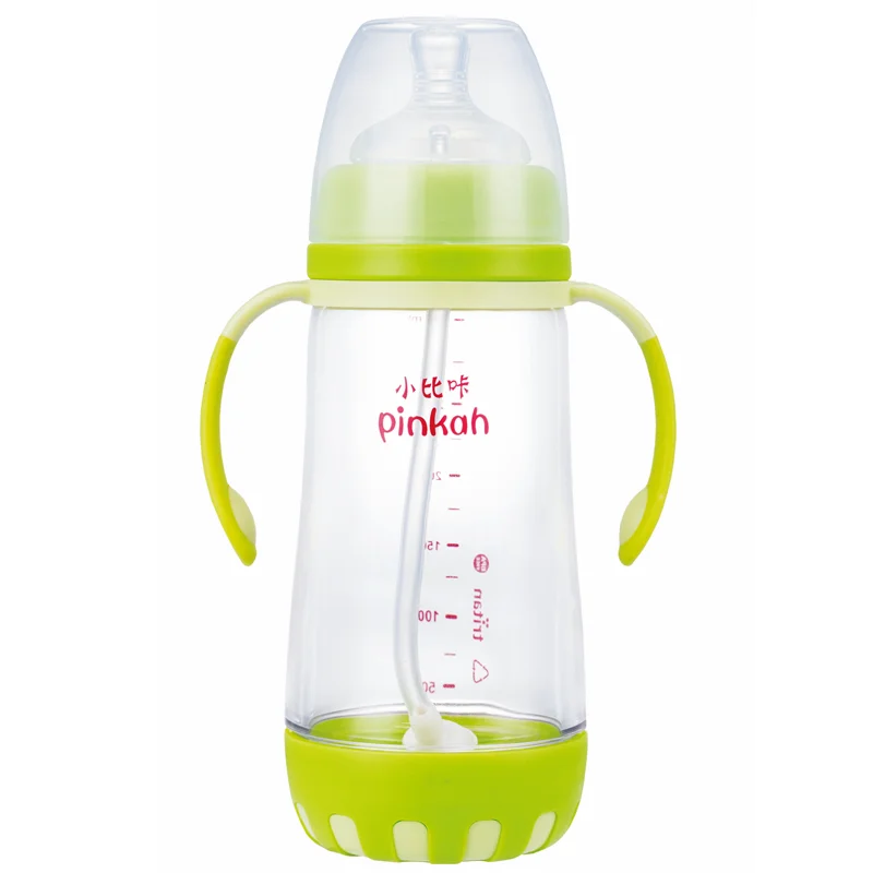 PINKAH BPA free plastic tritan baby milk feeding bottle with handle