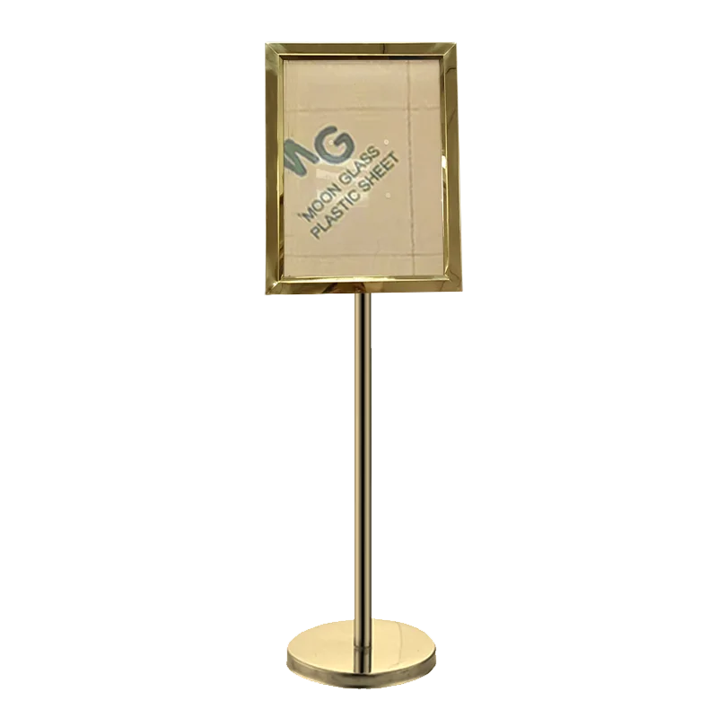 Hotel Lobby Stainless Steel Logo Poster Stand A4 Advertising Paper Display Stand for Landscape & Decking Product