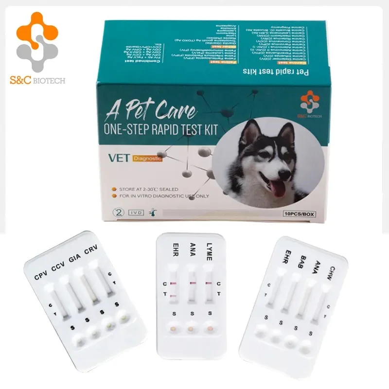 ISO Approved Veterinary Supplies Canine Distemper Antigen/Parvo/Corona/Giardia CDV/CPV/CCV/Gia Rapid Test Kit For Dog hot sales