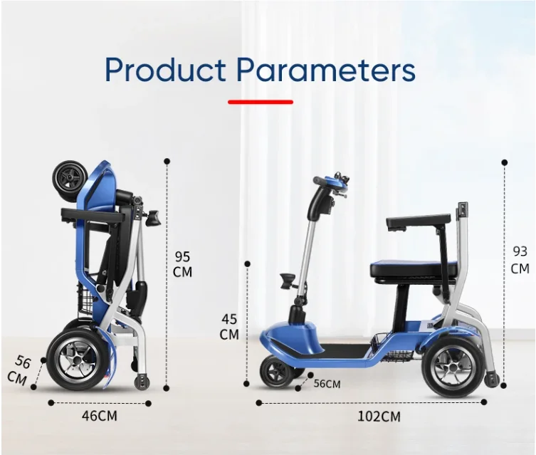 Easy For Travel 120KG Load Capacity Ultra Lightweight Airlines Approved Mobility Scooter For The Elderly