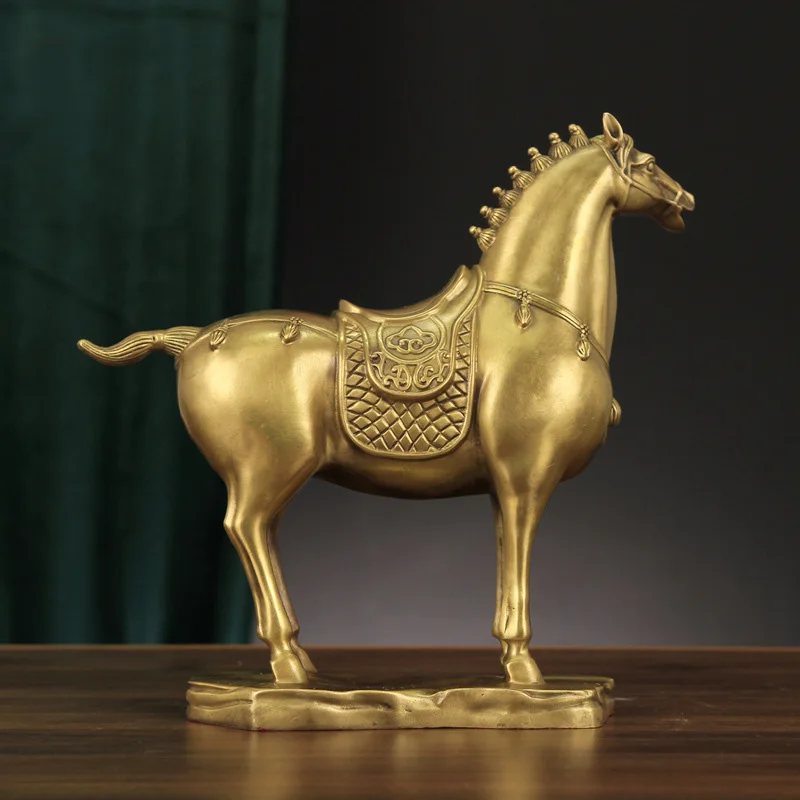 Manufacture multicolour Christmas art table top decoration handicraft golden copper generals horse ornaments