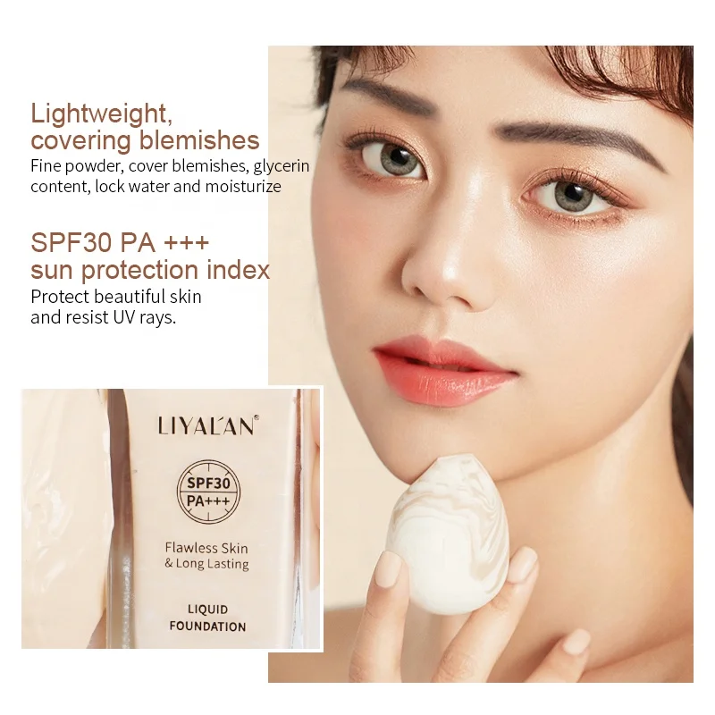 OEM Private Label SPF 30 Vegan Waterproof Long Lasting Face Makeup Liquid Matte Concealer Foundation