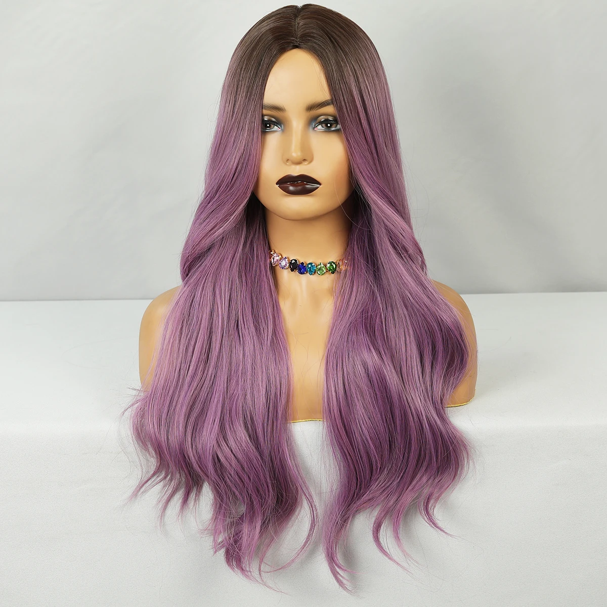 High Quality 26 Inches Long Straight Light Purple Synthetic Heat Resistant Anime Wig Saint Seiya Athena Cosplay