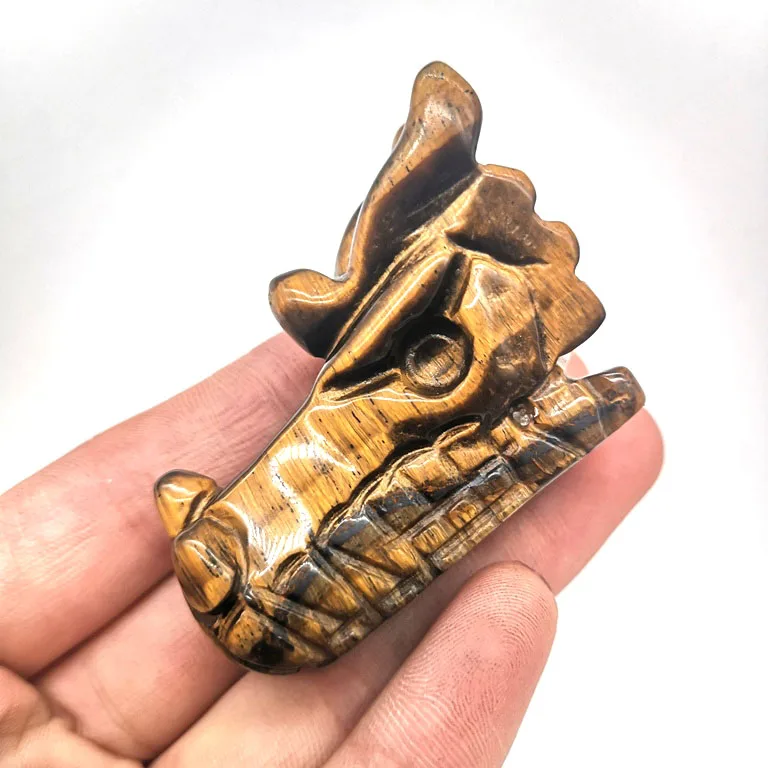 Mess Sale Natural Gemstone Crystal Carving Dragon Head White Crystal Crystal Craft