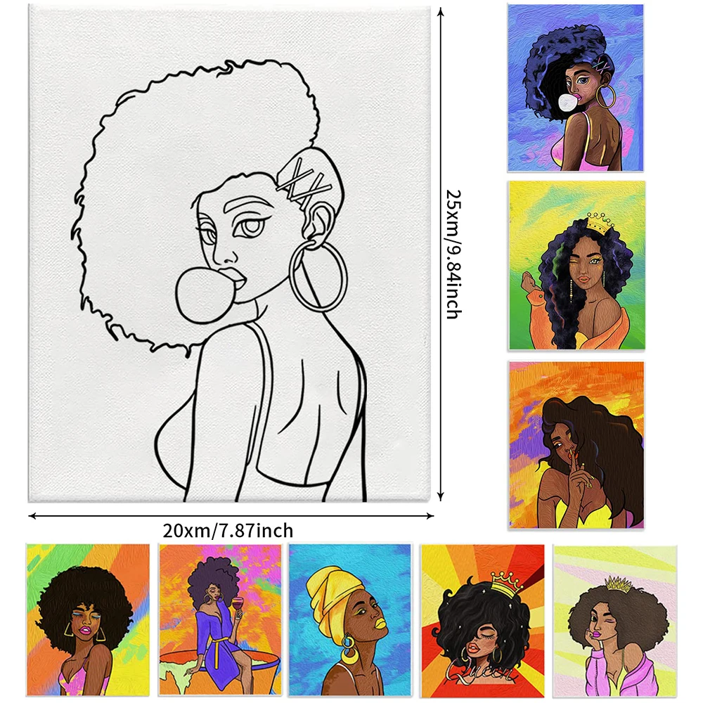 High Quality 20*25cm Pre Drawn Canvas Cotton DIY Canvas Stretched Pre Drawn Stretched Outline Canvas Painting Boards