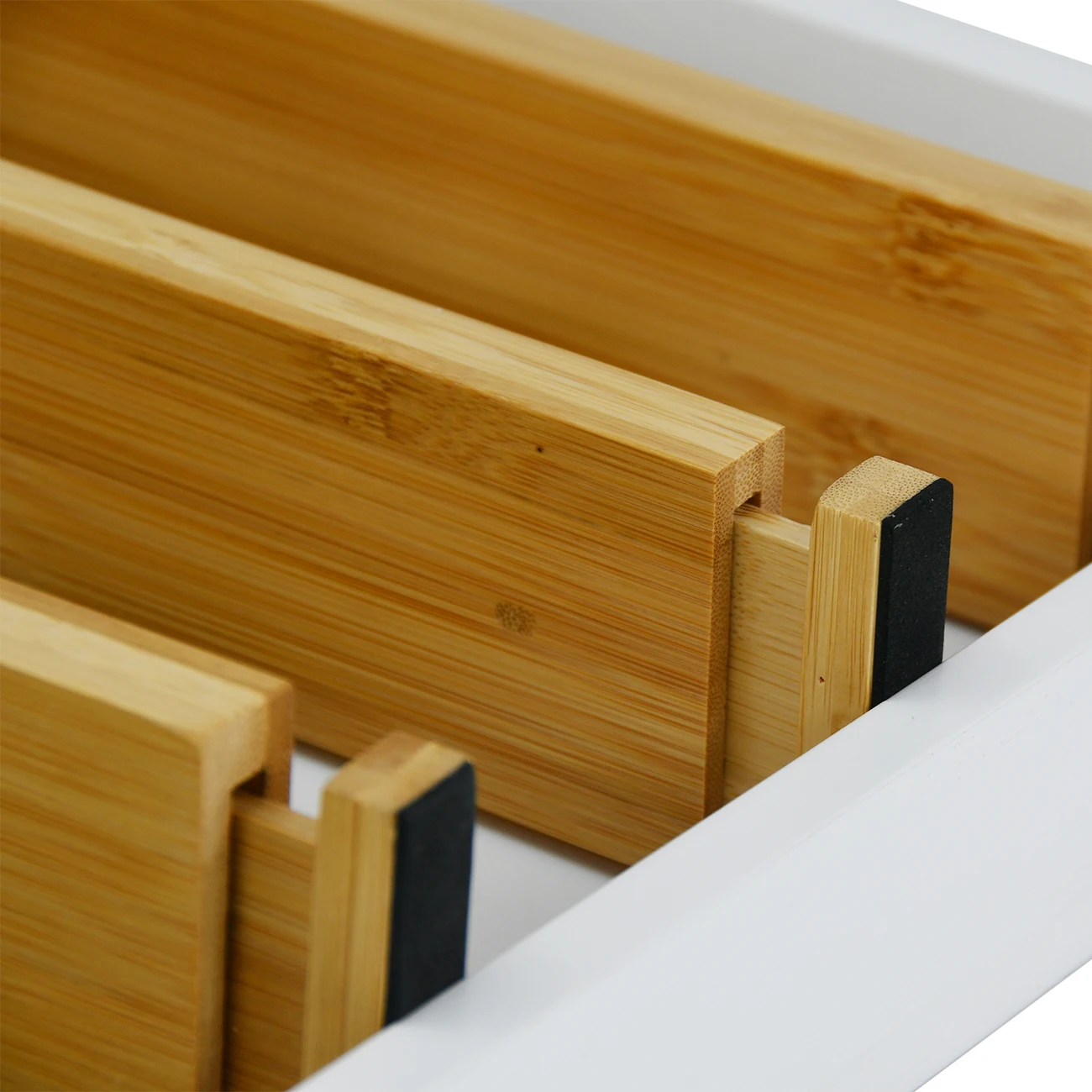 Set of 4 Expandable Natural Bamboo Drawer Divider Drawer Organizer for Kitchen