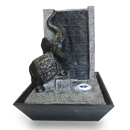polyresin elephant statue desktop mini water fountain indoor home decoration