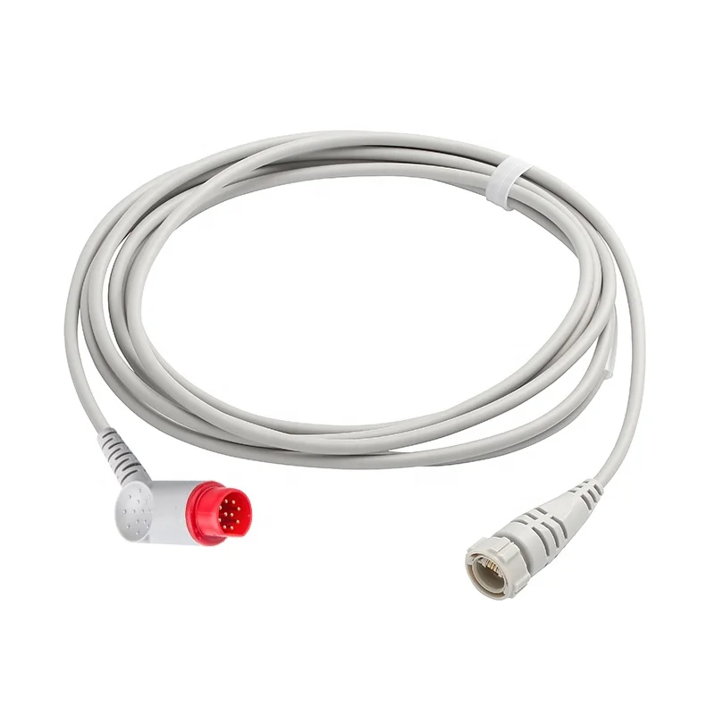 Reusable Siemens 10pins Invasive Blood Pressure Cable 3 Meters to Argon Ibp Transducer Connector