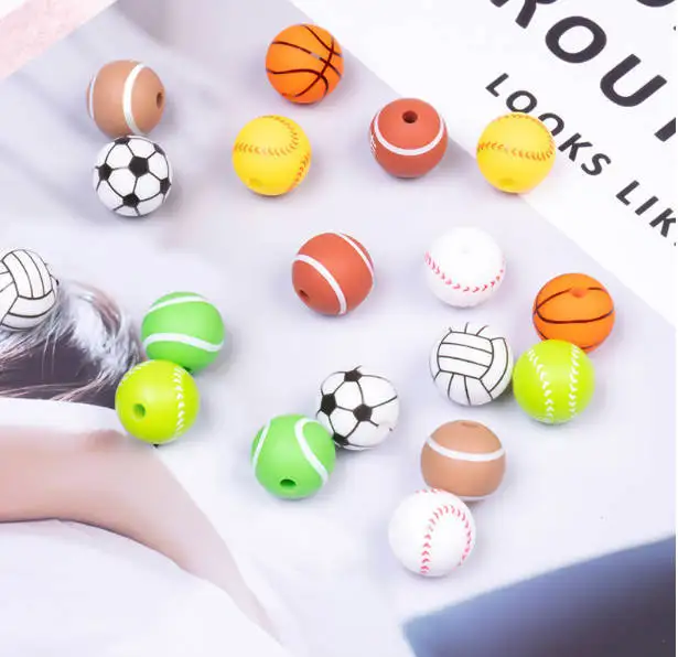 Hot Selling 15mm Food Grade Silicone Beads Water Transfer Printing Baby Teeth Glue Loose Beads PVC Beads Now Available Wholesale