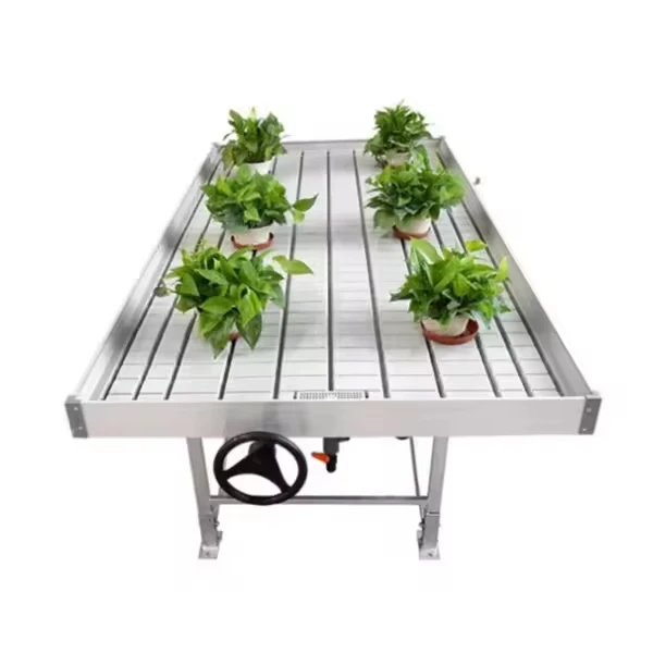 Commercial Greenhouse Seedbed 4X8 Ft Nursery Bed Ebb And Flow Tray Hydroponics Movable Rolling Bench System Flood Table