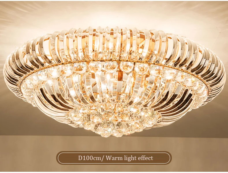 Классический отельная круглая роскошные светодиодный потолочный светильник с украшением в виде кристаллов Золотая люстра лампа ETL60446