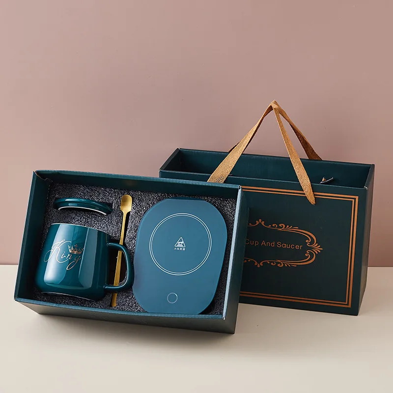 USB custom logo emerald reusable luxury ceramic coffee cups mugs with gift box water heater