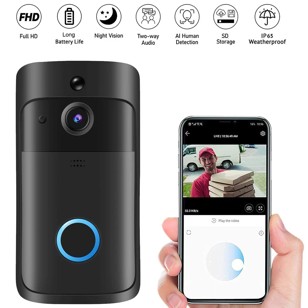 rts Smart intercom monitoring doorbell PIR motion detection night vision WiFi mobile phone remote monitor camera smart doorbell