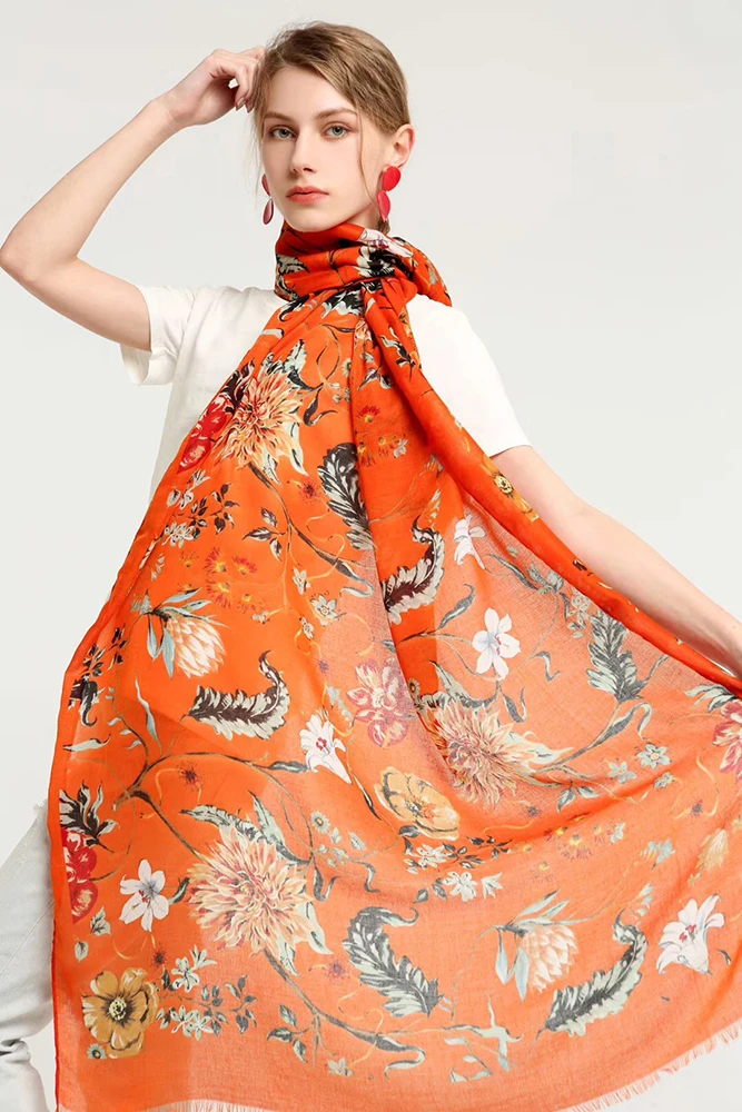 
Nice Flower Pattern Printed Viscose Scarf 90*180 Scarf women hijab shawl 