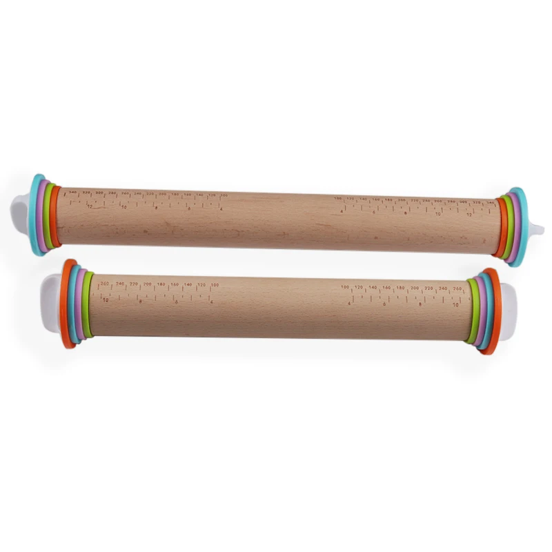 
Amazon Hot sale Home Use Adjustable Wooden Rolling Pin With Silicone Pastry Mat 4.5cm Diameter Baking Tools 