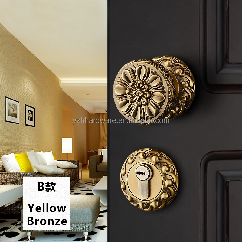 Luxury retro interior door mortise lock easy install cylindrical door knob lock