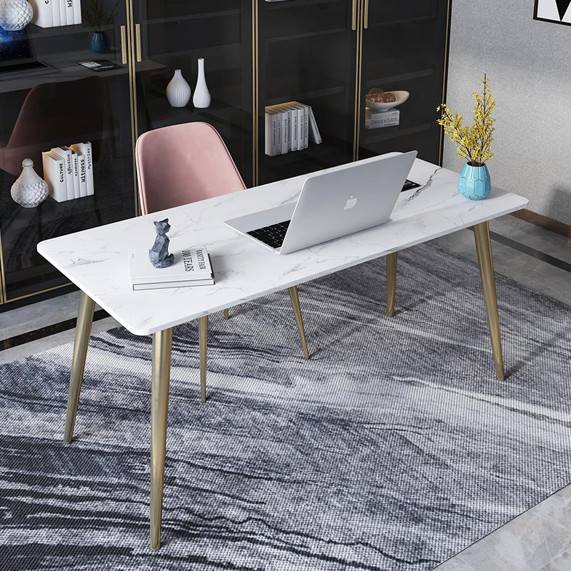 Nordic light luxury bedroom computer table marble top writing desk minimalist ins style modern writing desk