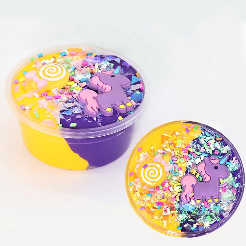 Clay Pva Slime Toy Unicorn Colored Butter Slime Kit Glitter Unicorn Slimes For Kids