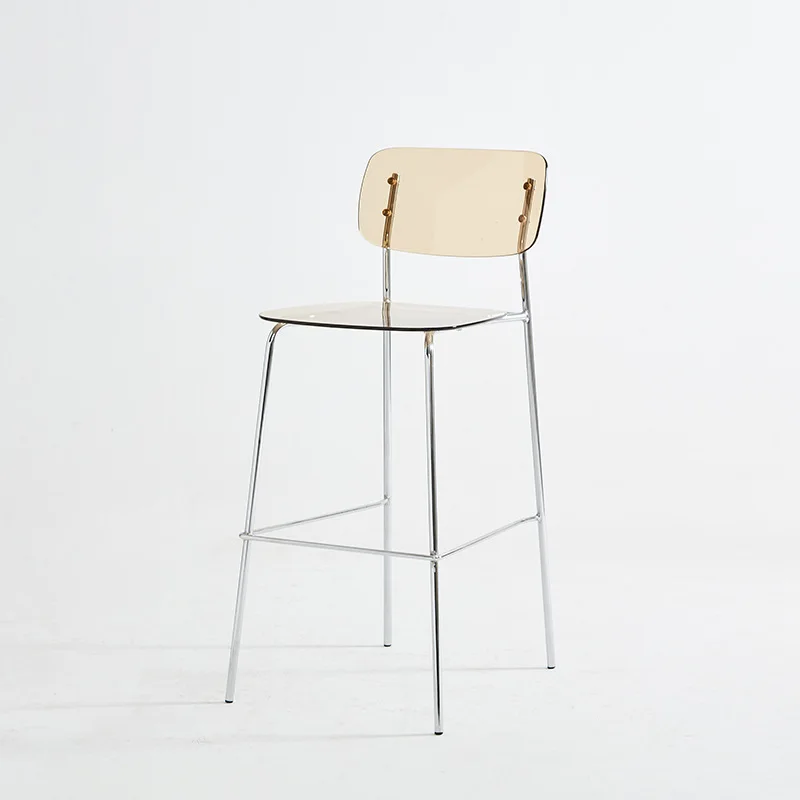 modern stackable white plastic hand made seat metal legs bar chairs bar stool casual tea bar backrest high chair with footrest