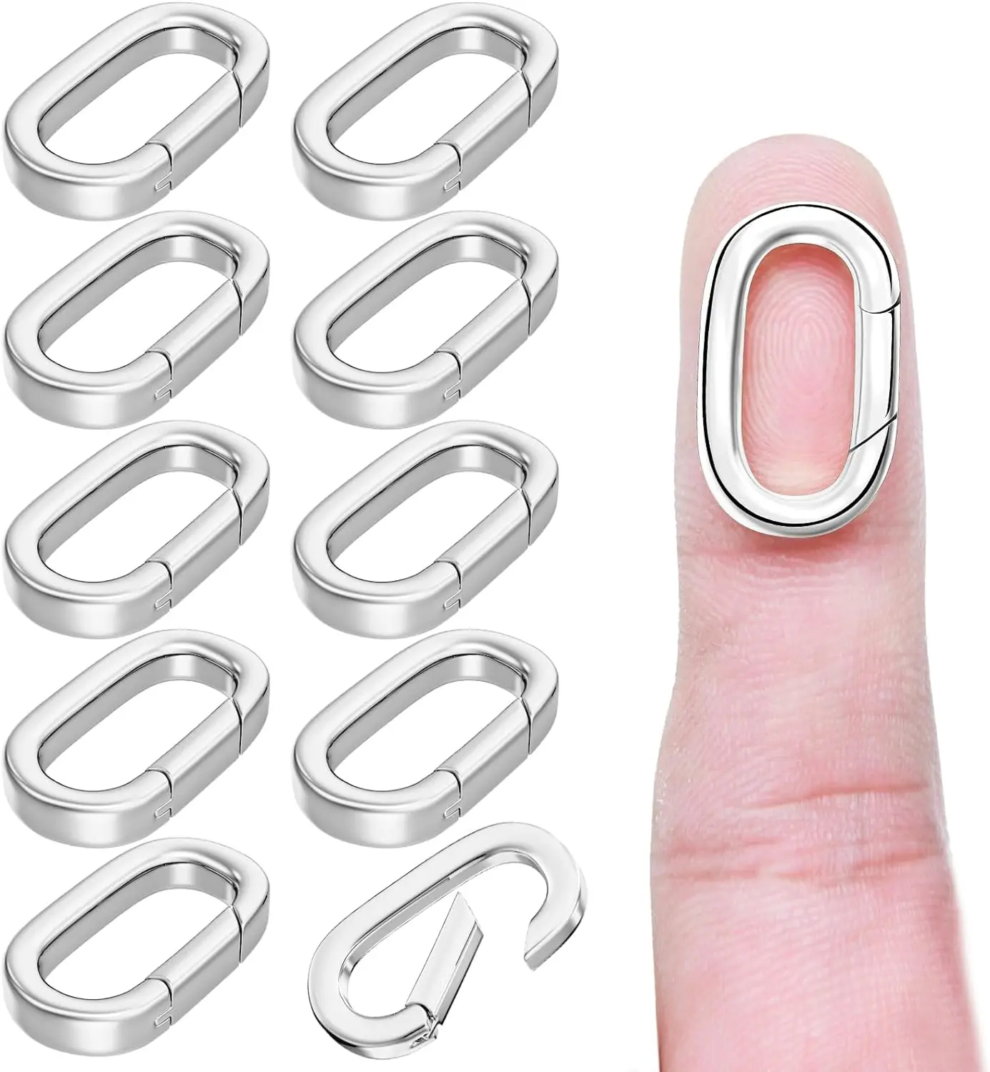18K Gold Filled Oval Clasp Carabiner Necklace Clasps and Closures Spring Ring Clasp Pearl Necklace Enhancer Connector,TLX0155