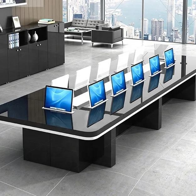 Стол для конференций черный глянцевый 1 комплект