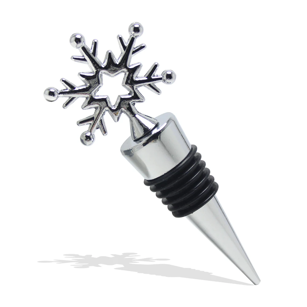 Snowflake Wine Stopper Oil Metal Cork Silica Gel Drink Bar Tool Twist Plug Accessories Christmas Gifts Snowflake Wine Stopper