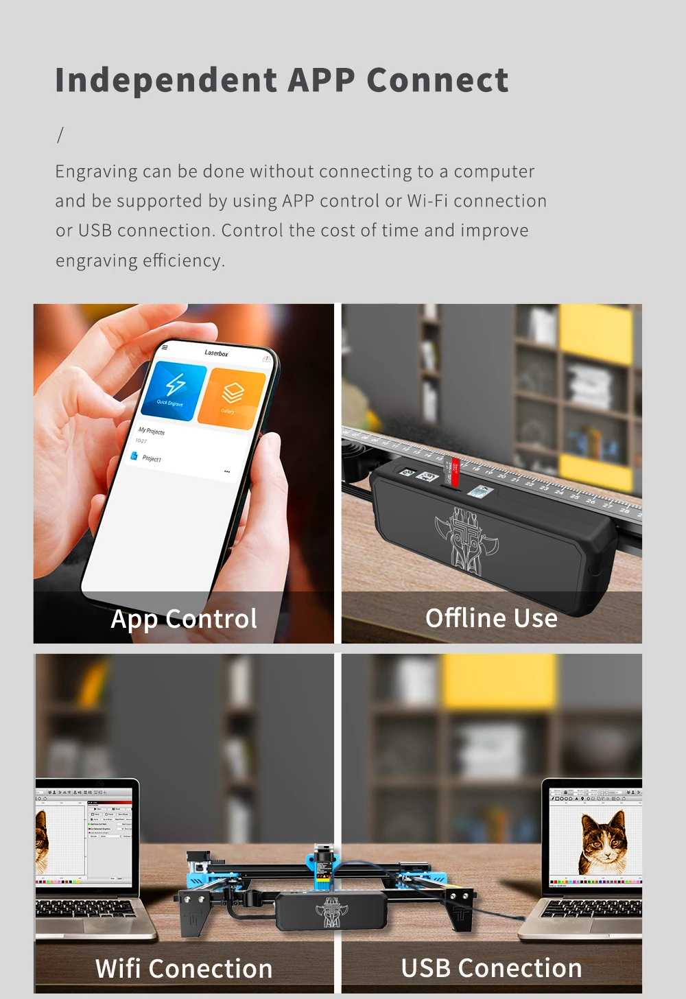 TWOTREES TTS 5.5W Portable Desktop LD+FAC+C-Lens APP Connect Diode High Home Use laser engraving machine for marking