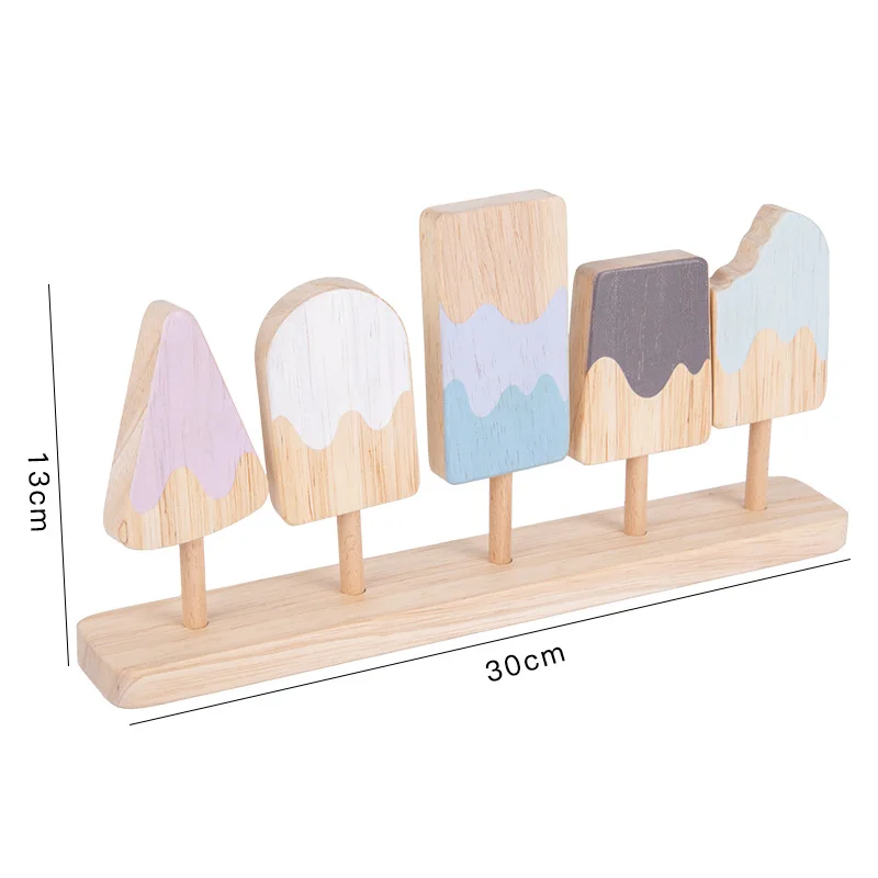 Factory Direct Sale Natural Wooden Ice Cream Toys Painted Art Pretend Play For Children Cosplay Kitchen Play Toys