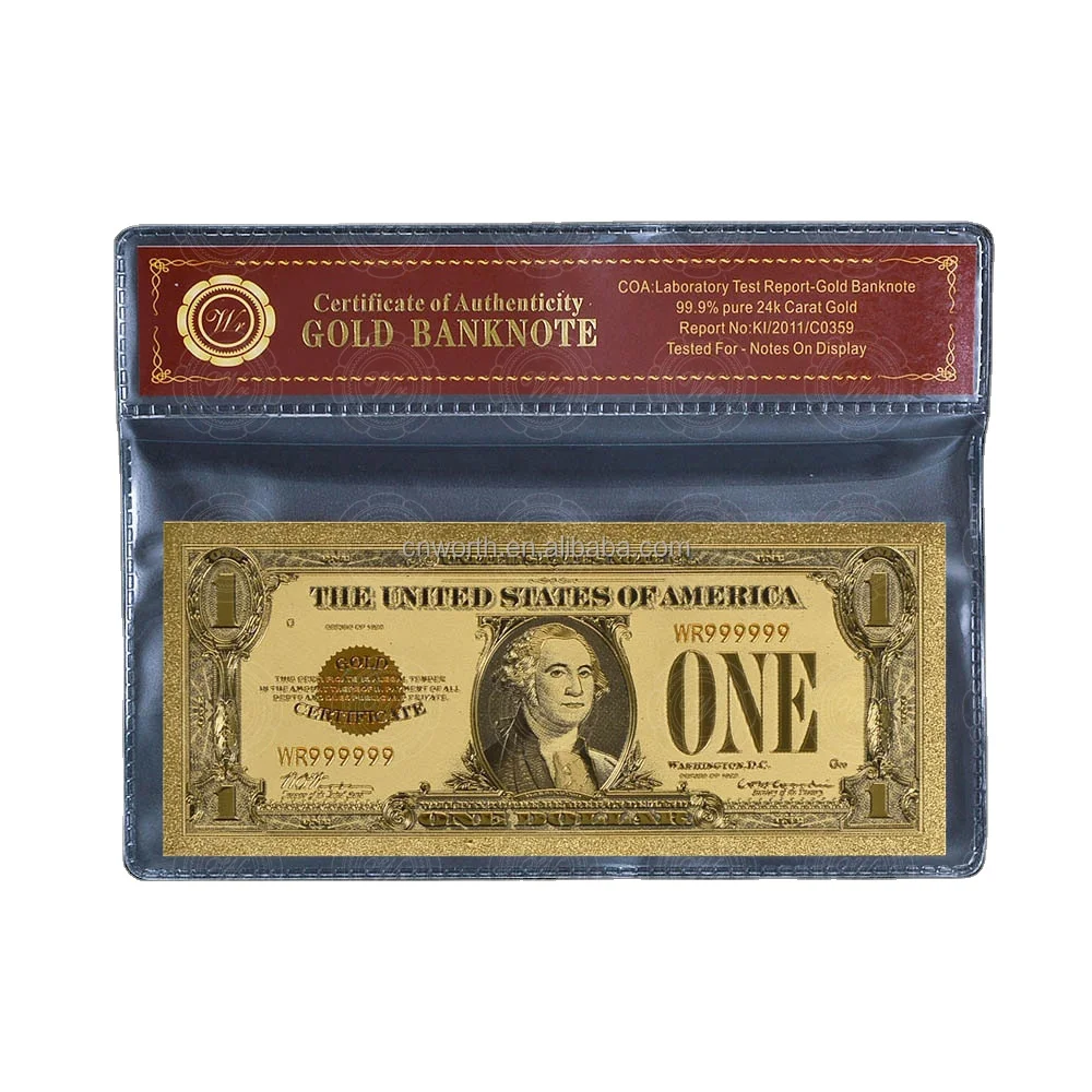  Сувенирная Продукция уникальный позолоченный 1928 год US $1 доллар Примечание тонкой 24k позолоченные