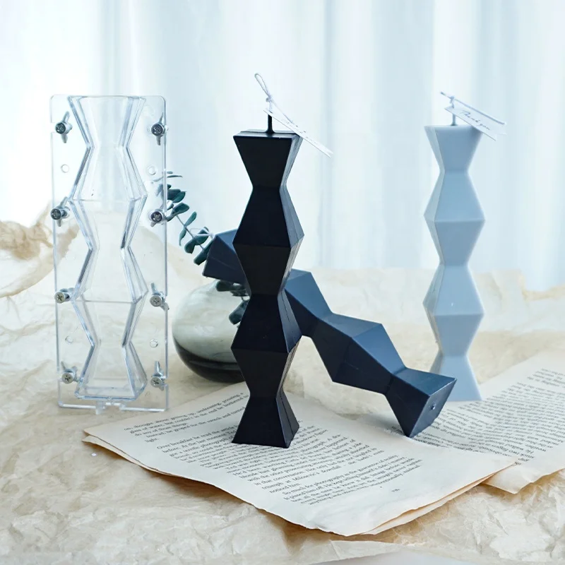 DM451 3D Acrylic Endless Pillar Candle Mold Nordic Style Geometric Columnar Rhombus Plastic Mould