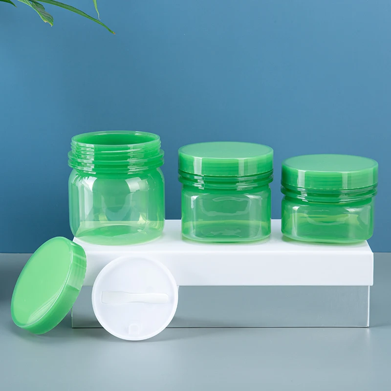 Good Price 160Ml 180Ml 200Ml 220Ml 250Ml 300Ml Green Cream Plastic Square Loose Cosmetic Jar Powder Brush
