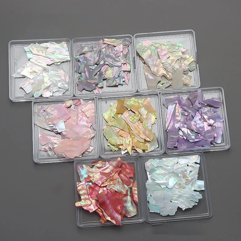 8 Colors 3D Irregular Nail Art Abalone Seashell Slices  Nail Art Deco Colorful Manicure Flake Mermaid Shell Piece Nail Sequins