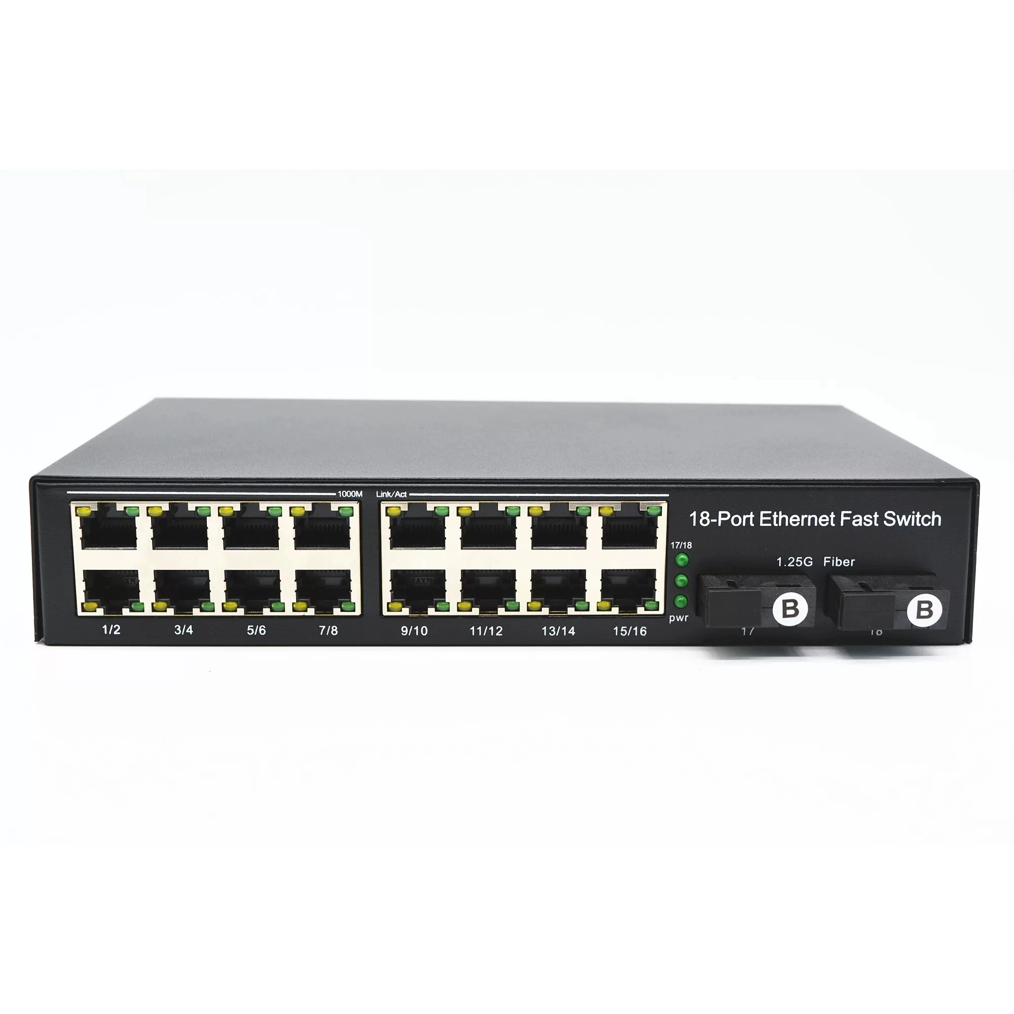 Gigabit 2 SC 16 Rj45 портов 1 25G Волоконно-оптический медиаконвертер 10/100/1000 м 18 Ethernet Быстрый коммутатор