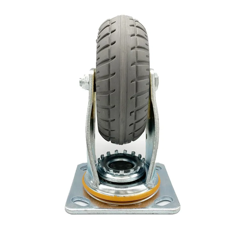 Punched Steel No Noise Solid High Elastic Gray Industrial rubber wheels Durable medium duty trolley caster wheels
