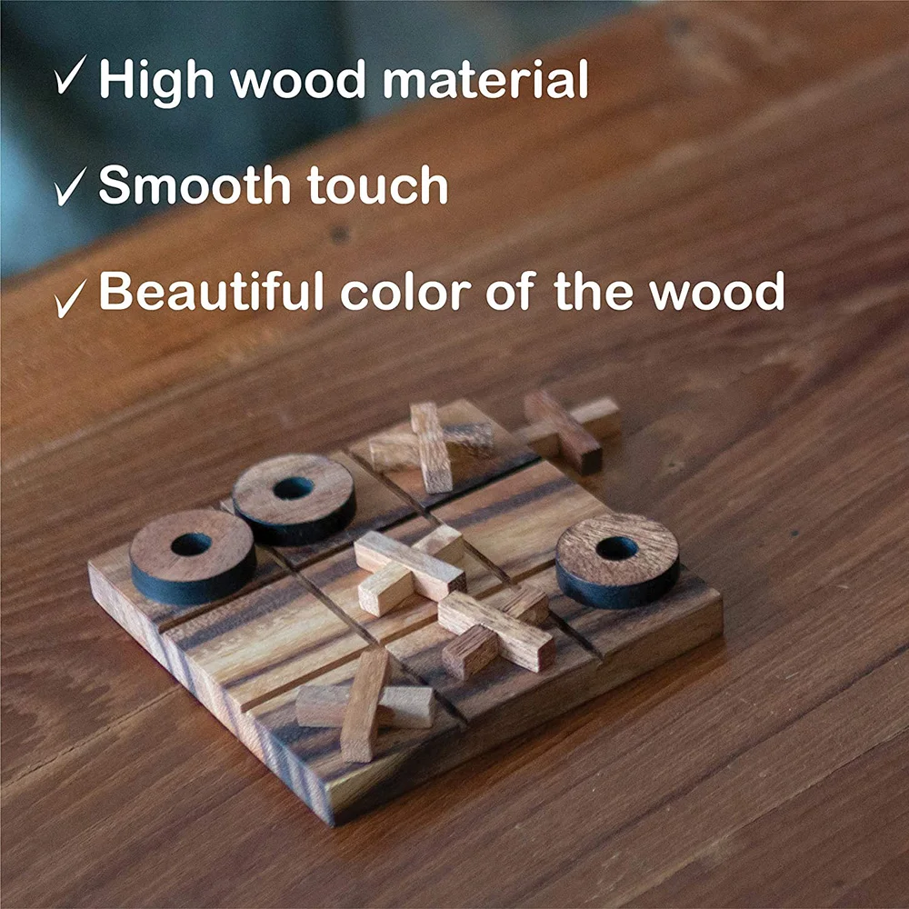 Family XOXO Decorative Pieces Tic Tac Toe Wooden Board Game Table Toy