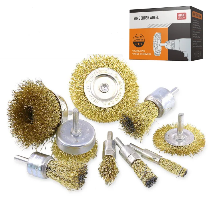 
9pcs Wheel Cup Brush Set with 1/4 Inch Shank for Drill Attachment,Cleaning Rust 