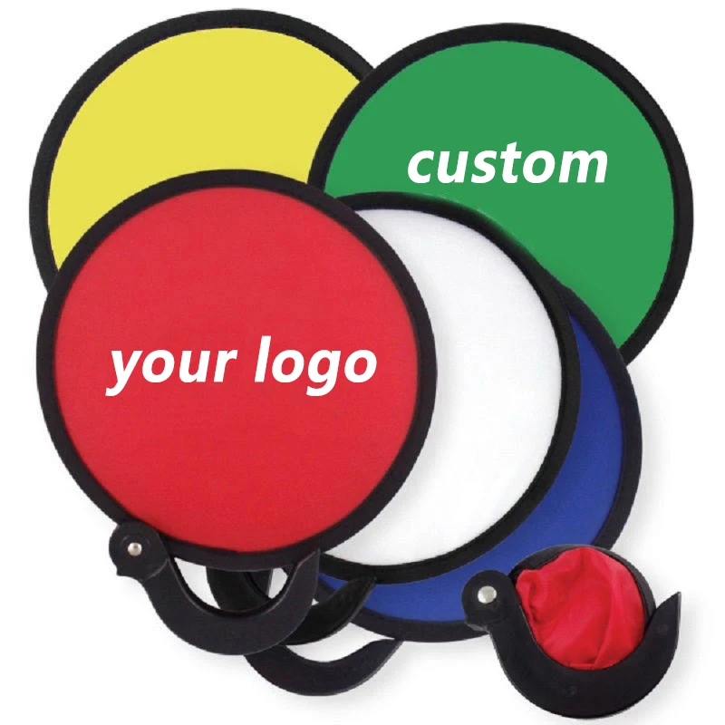 Custom Outdoor Kids Flying Frisbeed Sports Foldable Flyer Folding Handheld Fan Nylon Round Flying Disc