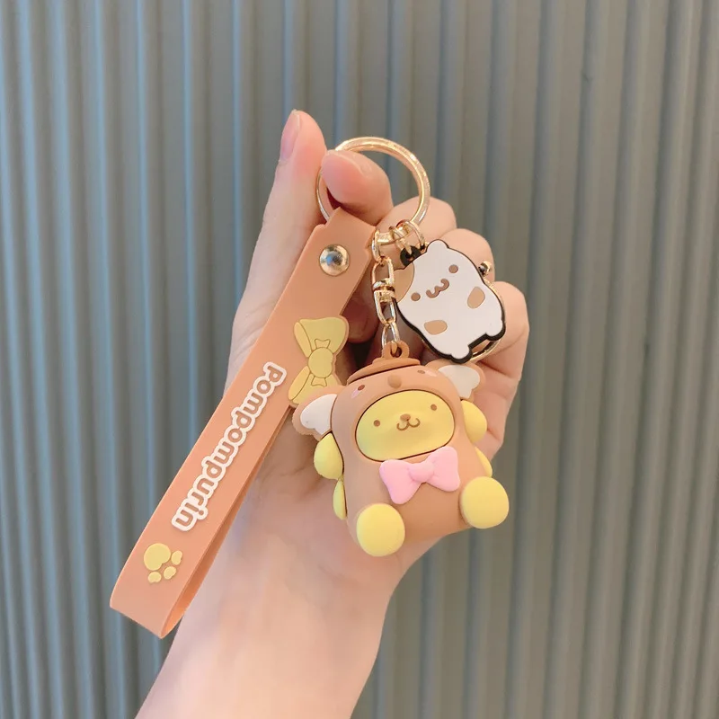 Wholesale Promotional Custom 3d Cute Keychain  Big-Eared Dog Frog Rubber Key Chains with Metal Key Ring